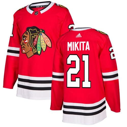 Adidas Blackhawks #21 Stan Mikita Red Home Authentic Stitched NHL Jersey - Click Image to Close